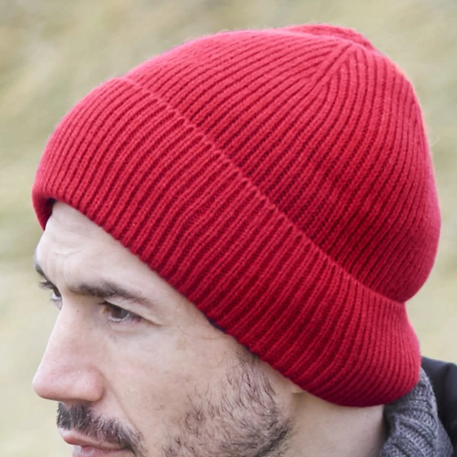Montagna | Cherry Red Chunky Knitted Rib Beanie - Image 7