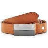 Classic Metal Buckle & Tan Leather Belt