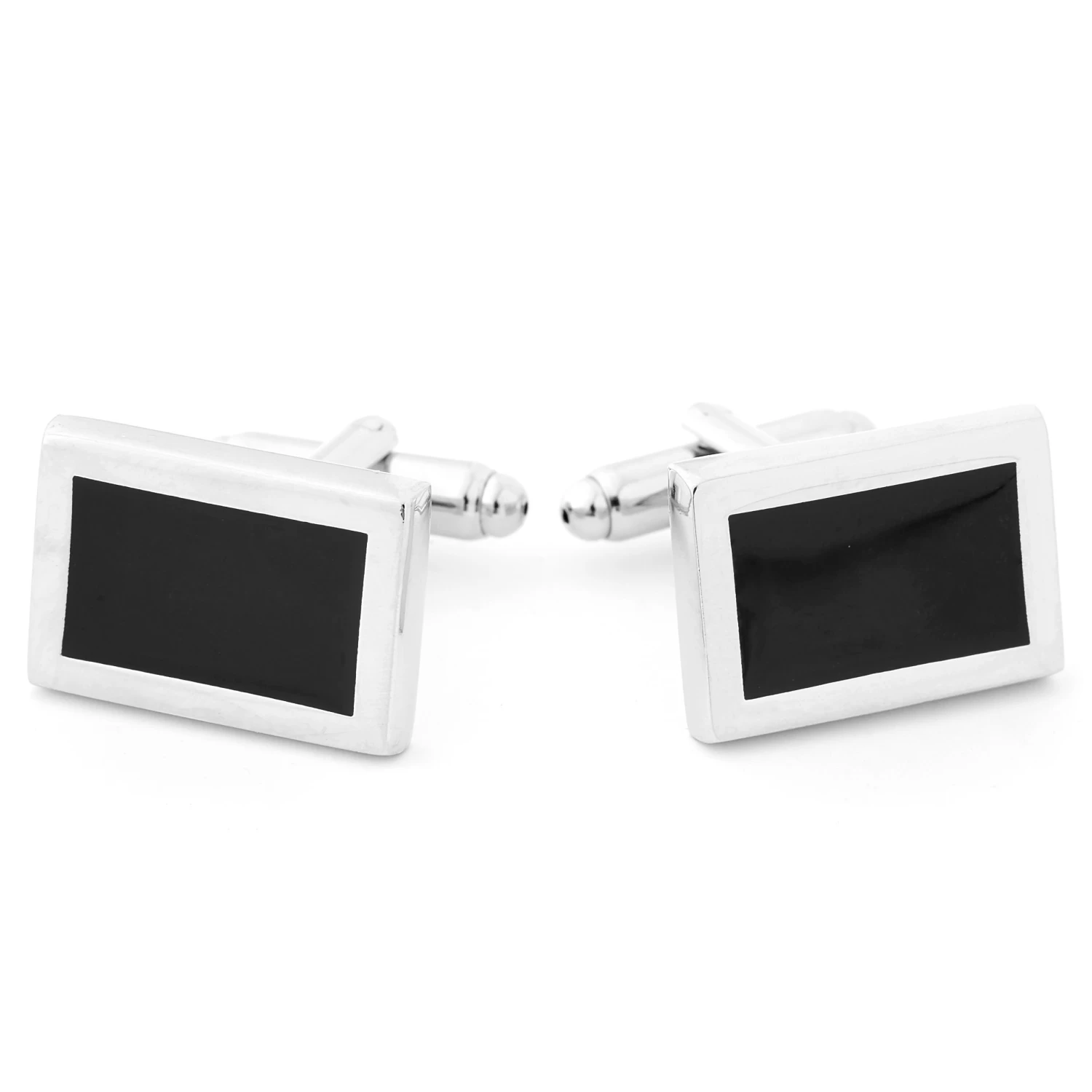 Silver-Tone & Black Blackboard Cufflinks & Tie Clip Set - Image 6