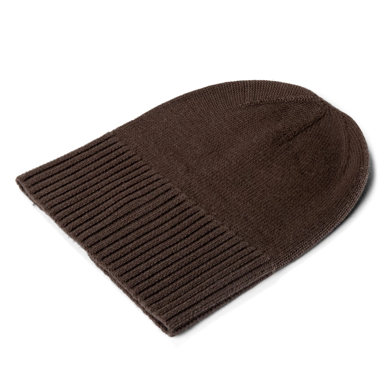 True Brown Merino Wool Chunky & Fine Knitted Rib Beanie - Image 3