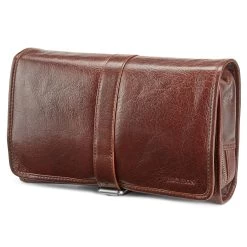 California | Dark Brown Hanging Leather Wash Bag