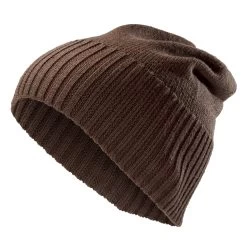 True Brown Merino Wool Chunky & Fine Knitted Rib Beanie
