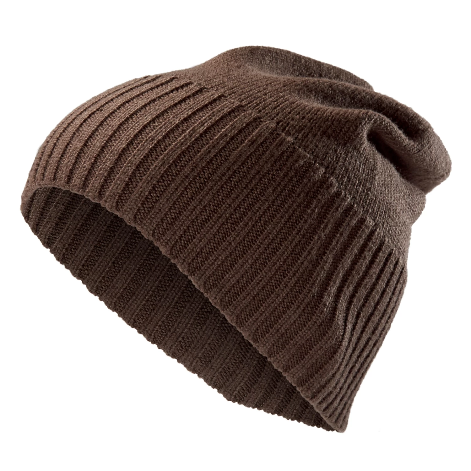 True Brown Merino Wool Chunky & Fine Knitted Rib Beanie