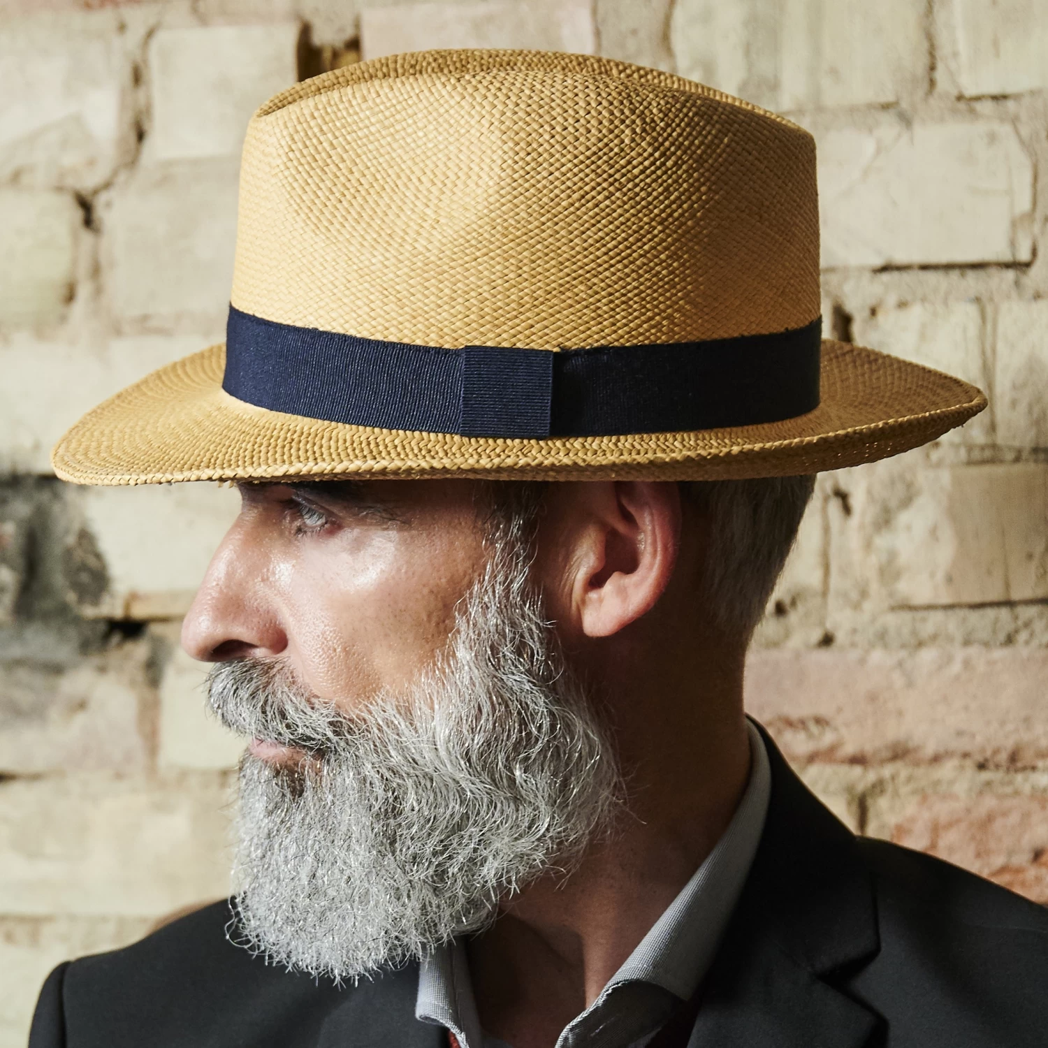 Moda | Mustard Yellow Ecuadorian Straw Panama Hat With Navy Band - Image 8