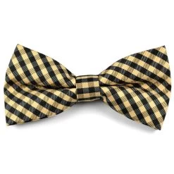 Deep Cream & Black Chequered Pre-Tied Bow Tie