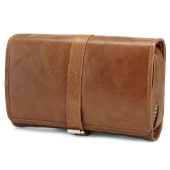 California | Tan Leather Hanging Wash Bag