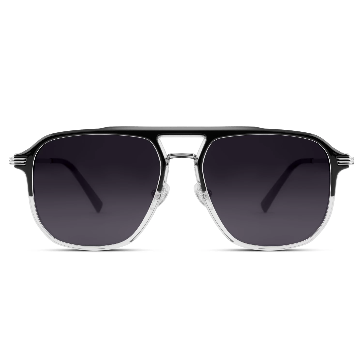 Occasus | Black & Transparent Double Bridge Medium Polarized Sunglasses