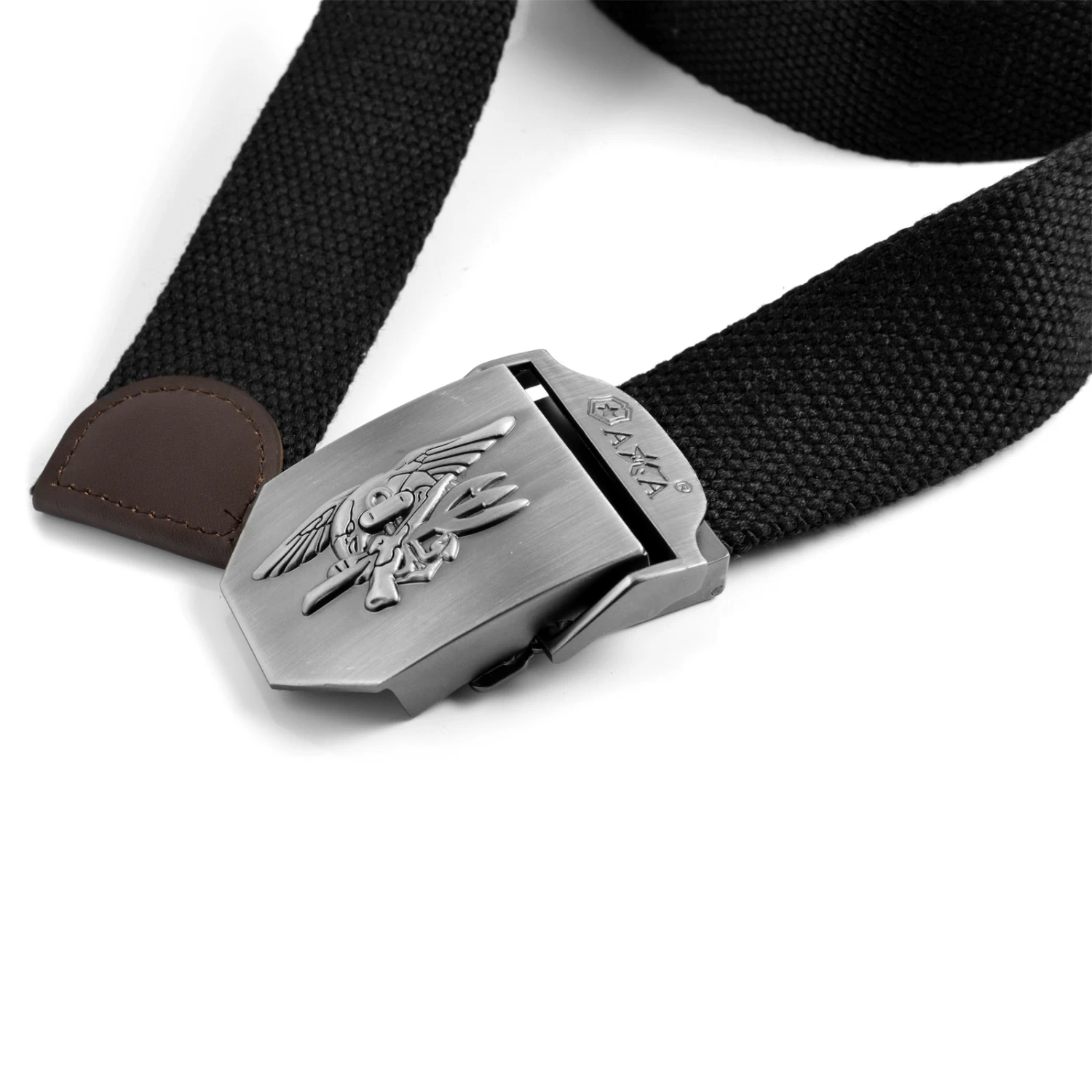 Eagle Buckle Black Canvas Belt - Image 2