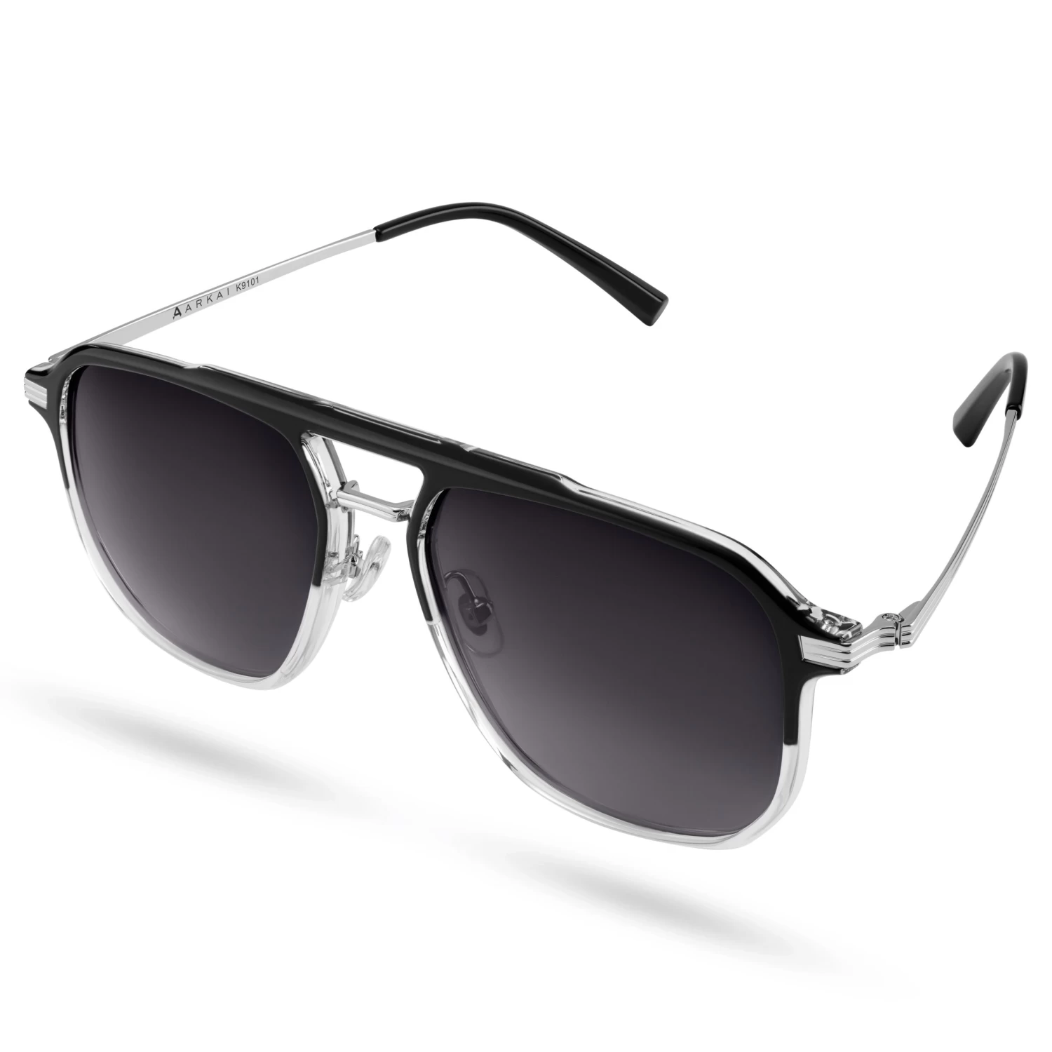 Occasus | Black & Transparent Double Bridge Medium Polarized Sunglasses - Image 5