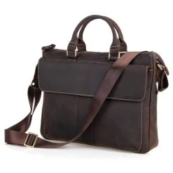 Classic Vintage Dark Brown Leather Bag