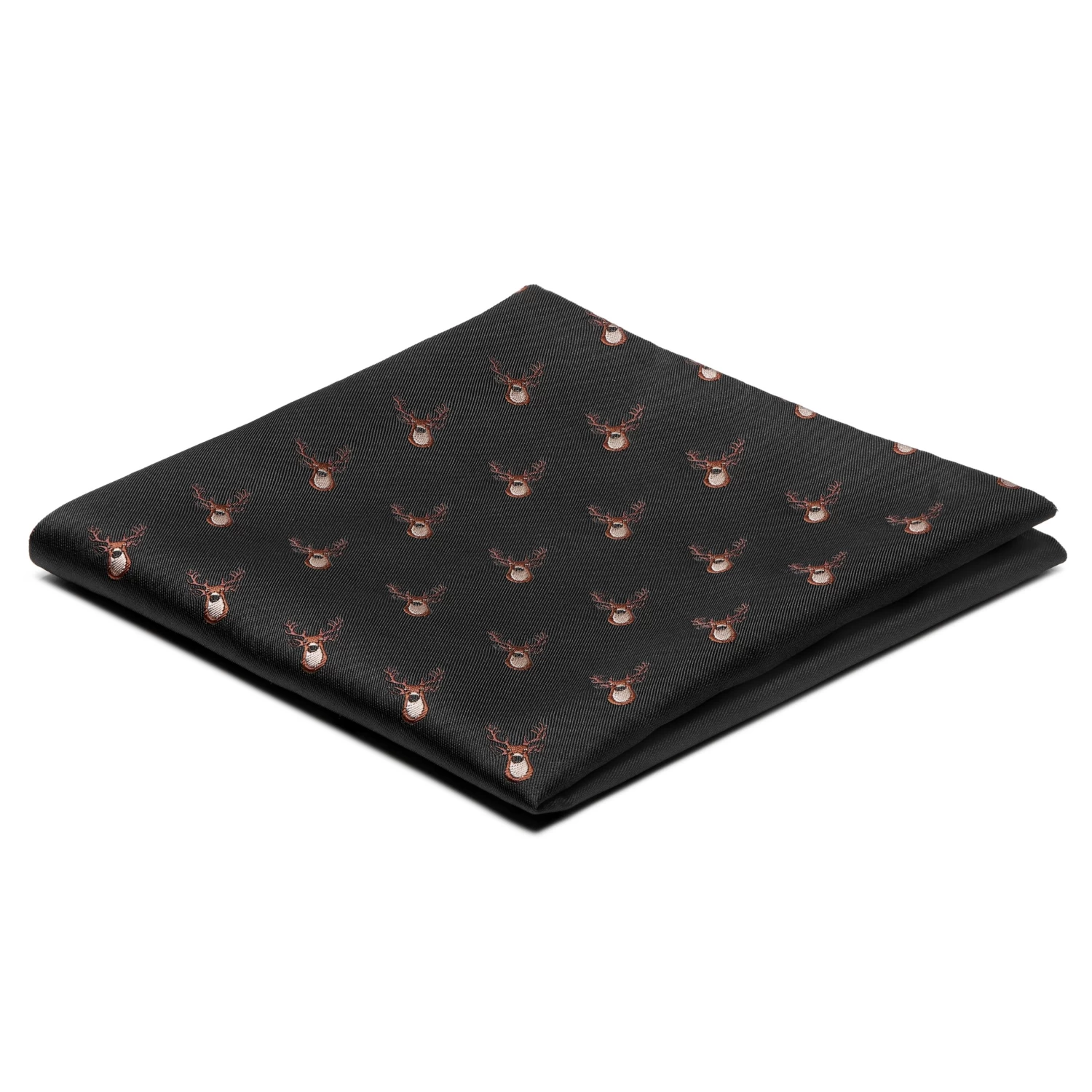 Black Christmas Reindeer Pattern Pocket Square