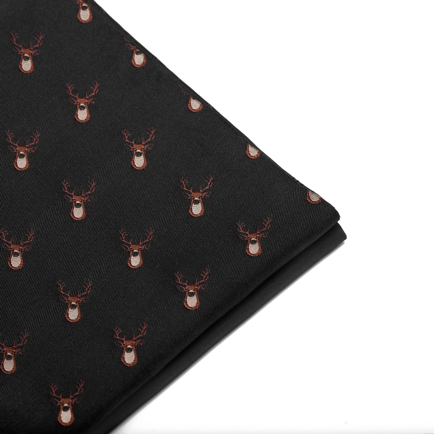 Black Christmas Reindeer Pattern Pocket Square - Image 4