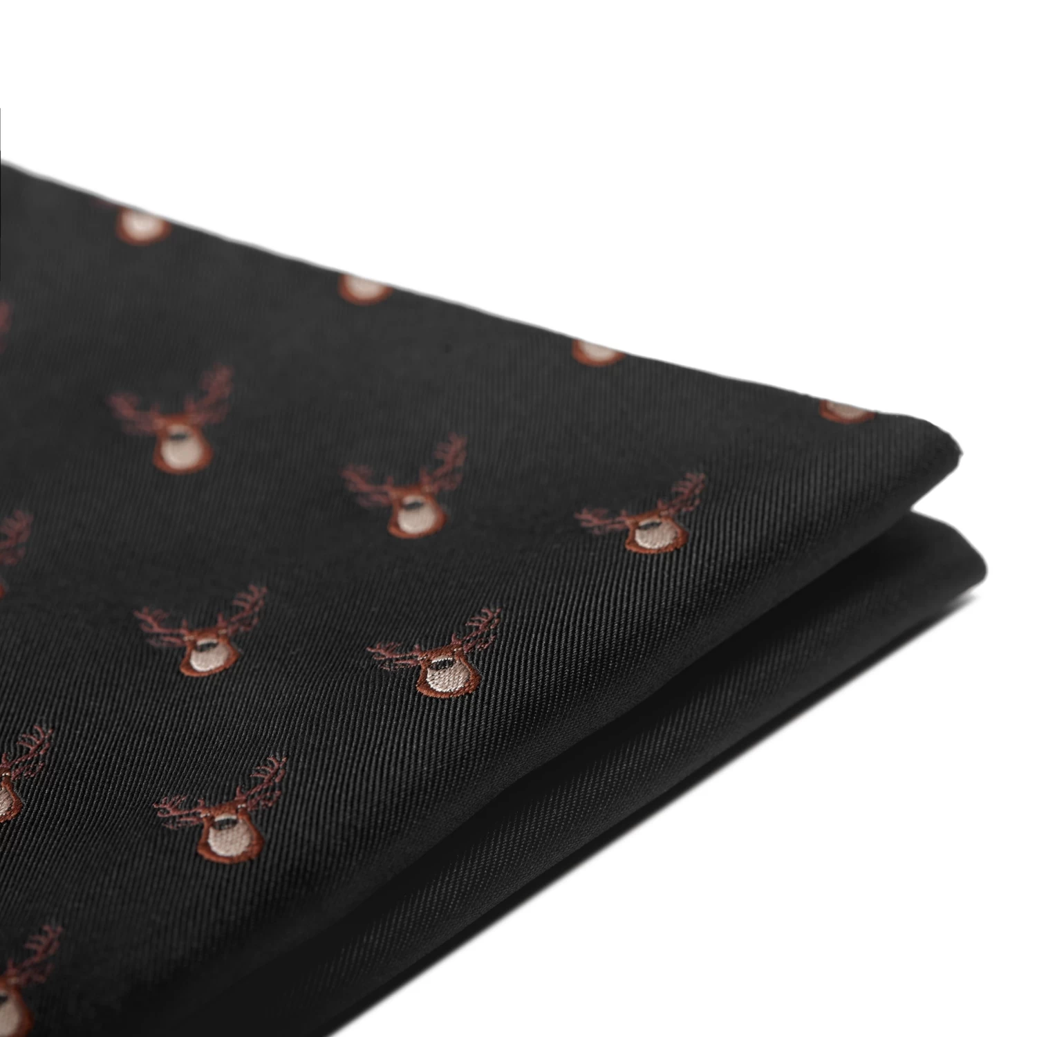 Black Christmas Reindeer Pattern Pocket Square - Image 5