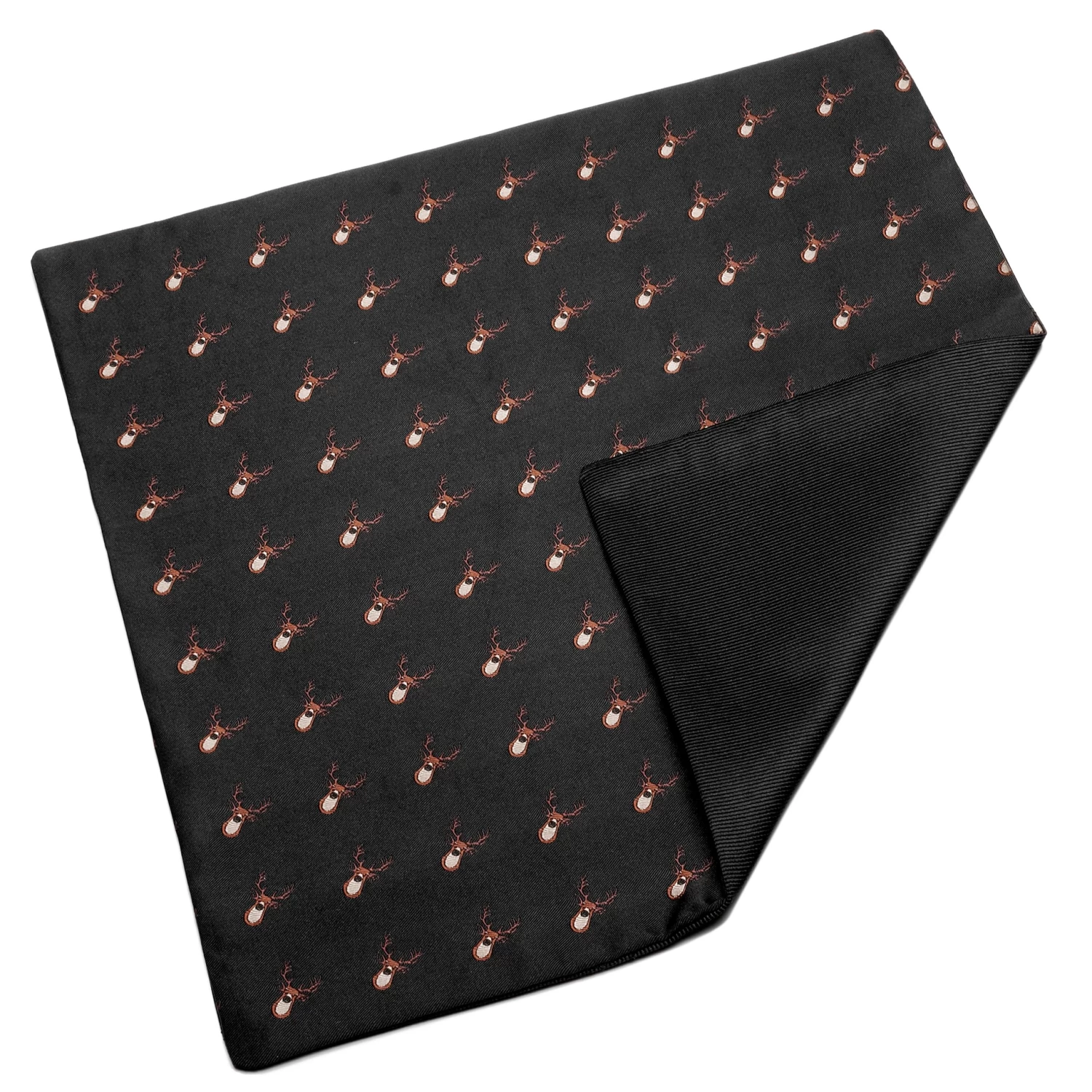 Black Christmas Reindeer Pattern Pocket Square - Image 7