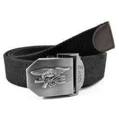 Eagle Buckle Black Canvas Belt
