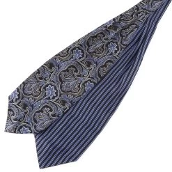 Blue Stripes & Baroque Silk Ascot