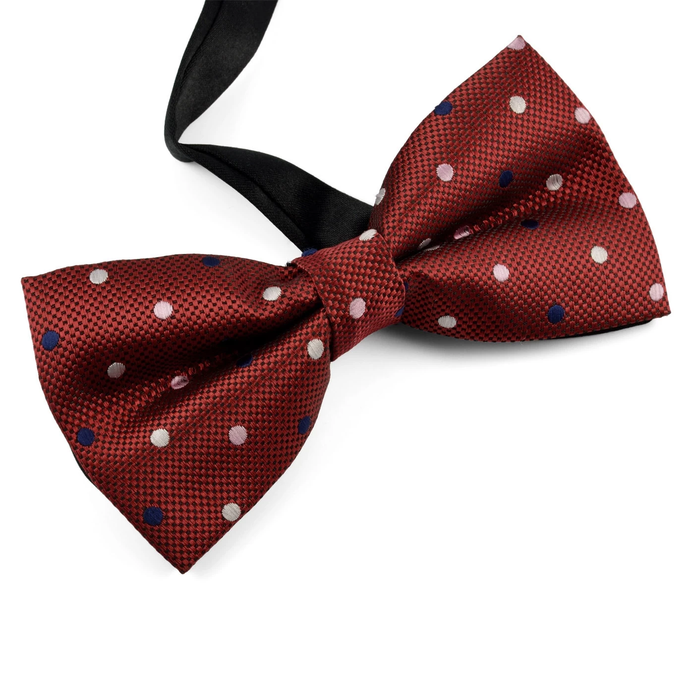 Burgundy & White Dotted Pre-Tied Bow Tie - Image 2