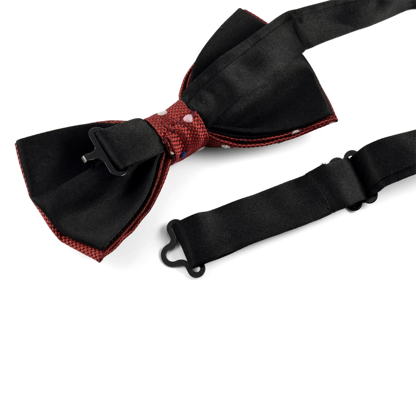 Burgundy & White Dotted Pre-Tied Bow Tie - Image 3
