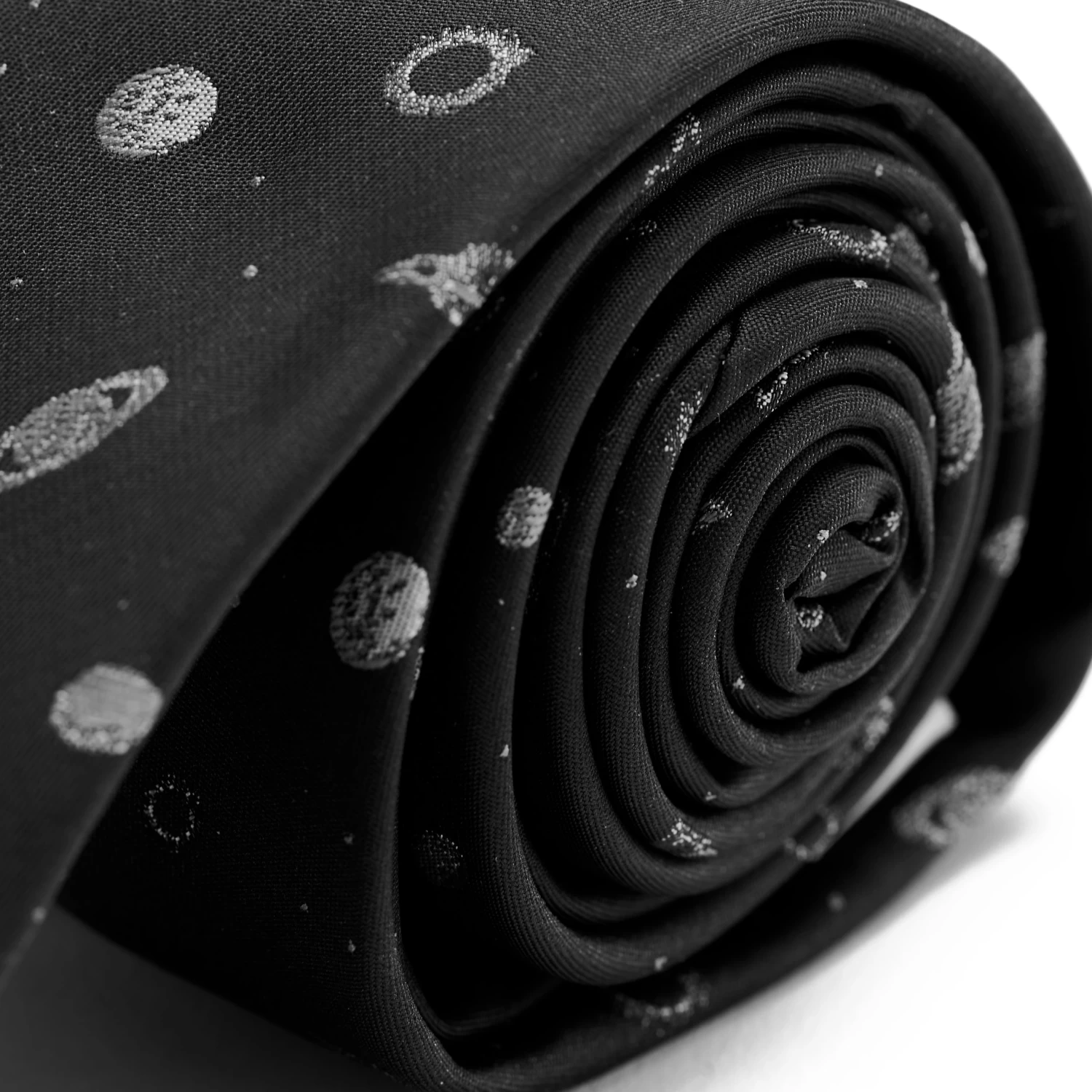 Black & White Planet Pattern Skinny Tie - Image 2
