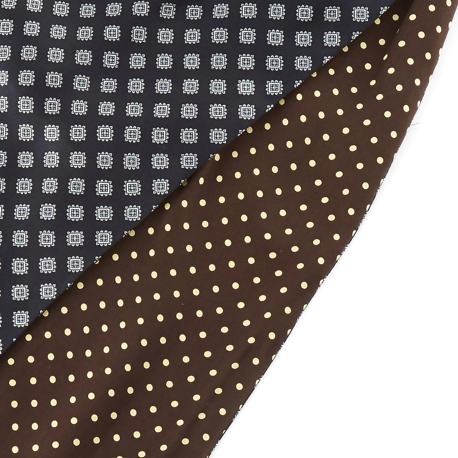 Brown & Navy Double Pattern Silk Ascot - Image 2
