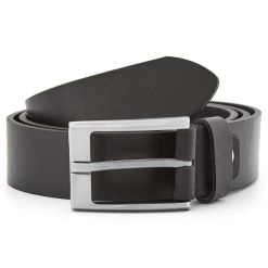Black Smooth Leather Dress Belt