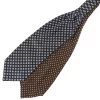 Brown & Navy Double Pattern Silk Ascot