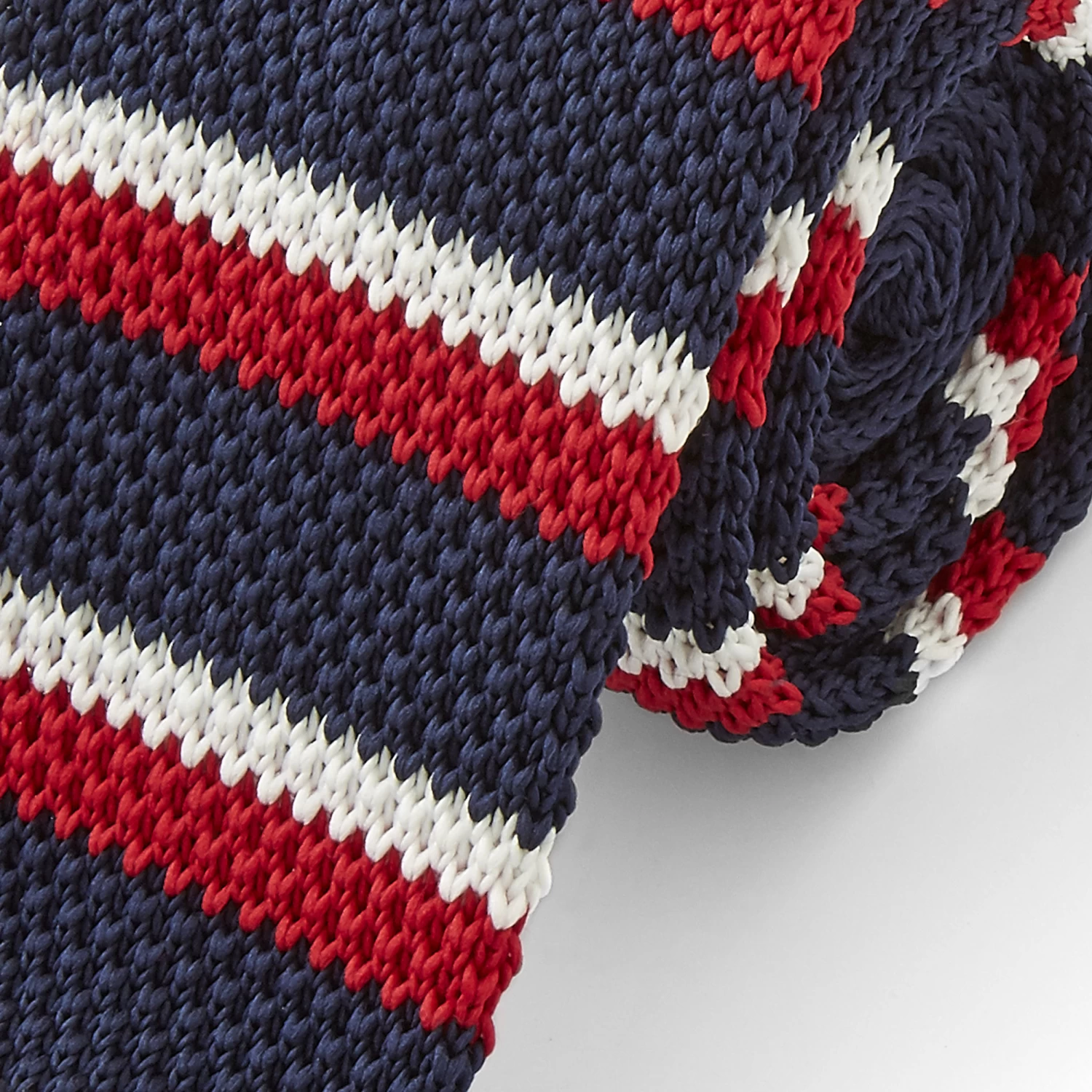 Blue, Red & White Knitted Tie - Image 2