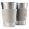 Deluxe Stainless Steel & Grey Leather Drinking Glass | 500 Ml