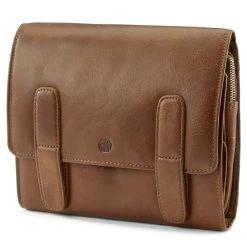 California | Tan Hanging Toiletry Kit Leather Bag