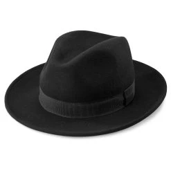 Fido | Black Wool Fedora Hat With Band