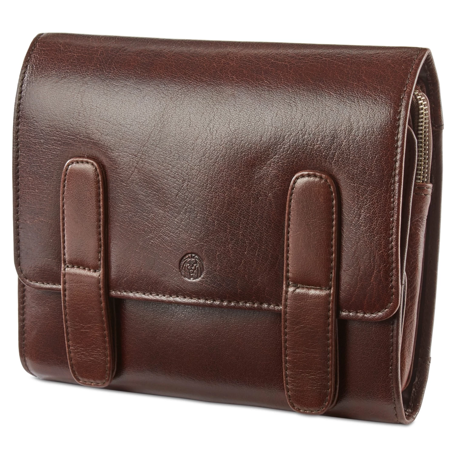California | Dark Brown Hanging Toiletry Kit Leather Bag