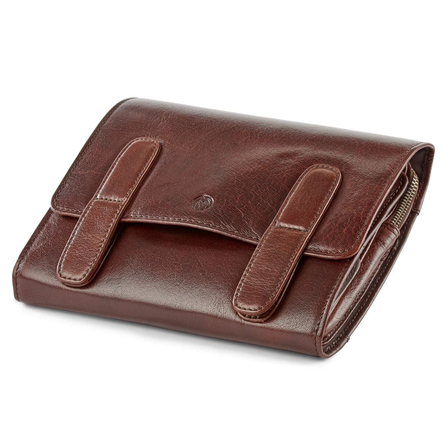 California | Dark Brown Hanging Toiletry Kit Leather Bag - Image 7