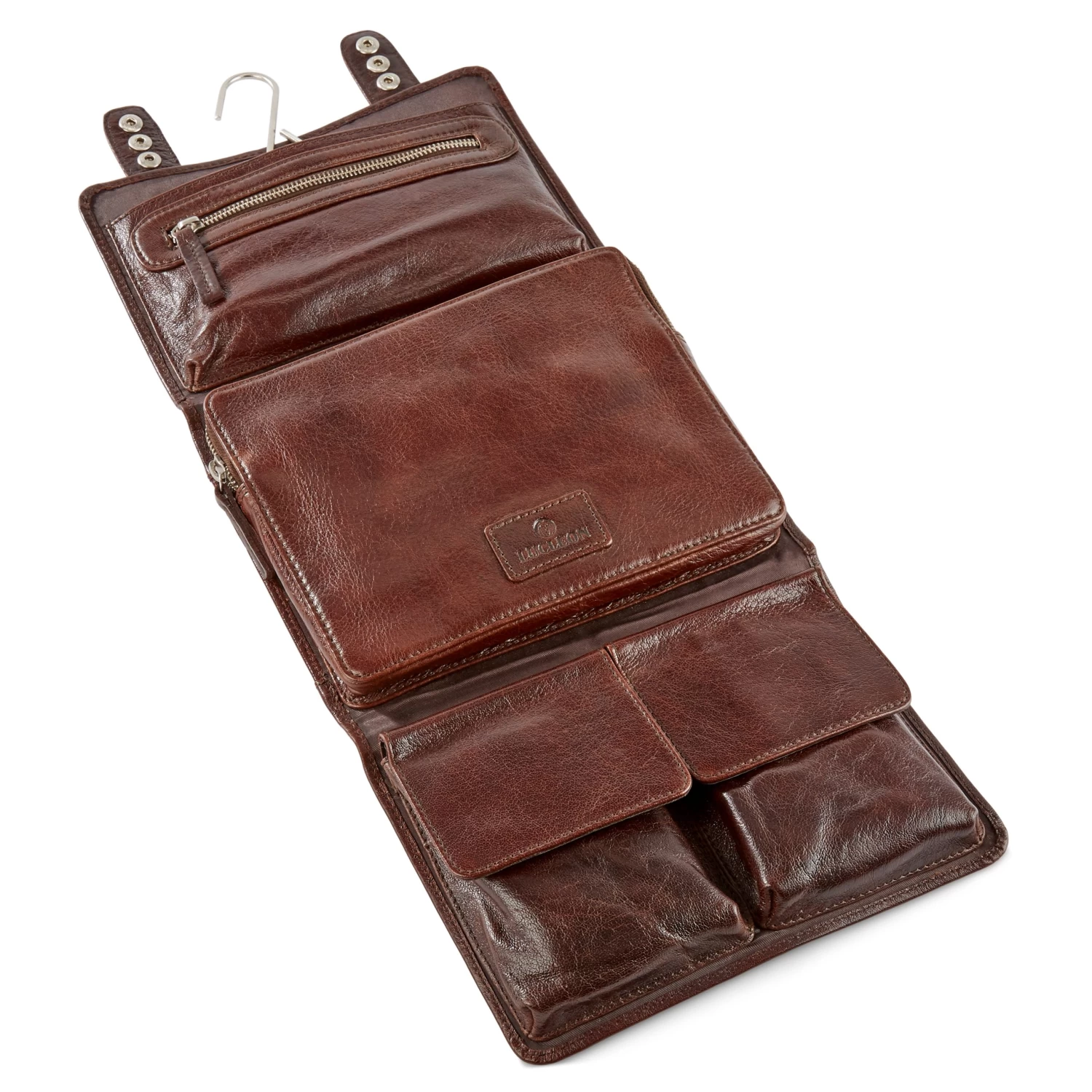 California | Dark Brown Hanging Toiletry Kit Leather Bag - Image 2