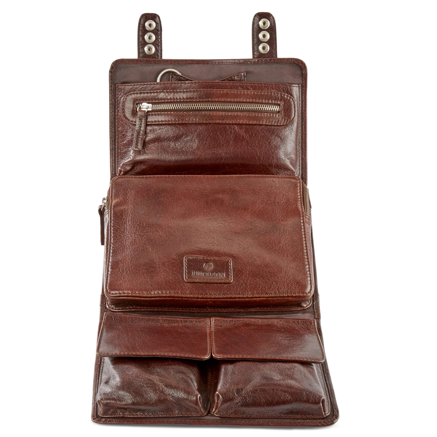 California | Dark Brown Hanging Toiletry Kit Leather Bag - Image 8