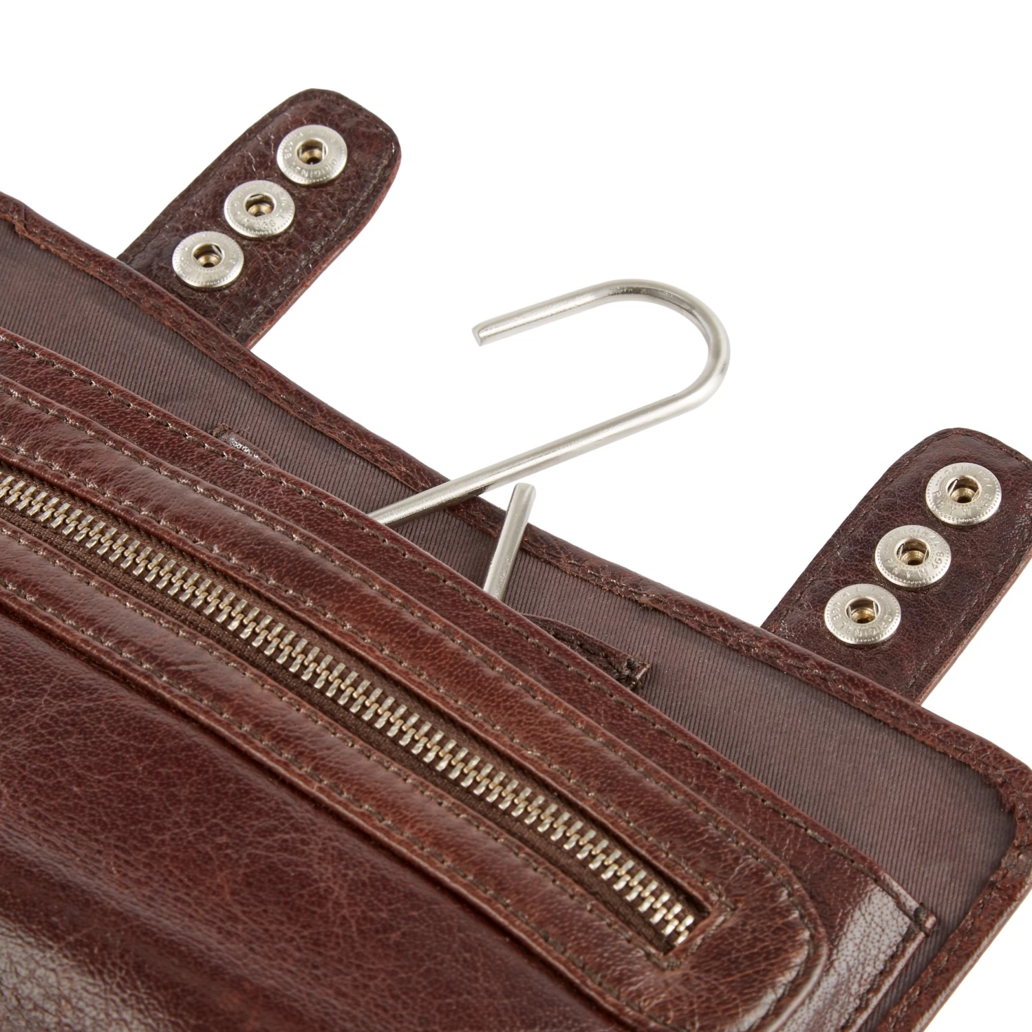 California | Dark Brown Hanging Toiletry Kit Leather Bag - Image 11