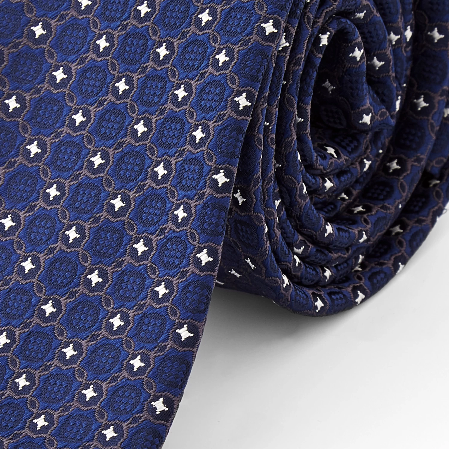 Blue, Black & White Tapestry Polyester Tie - Image 2
