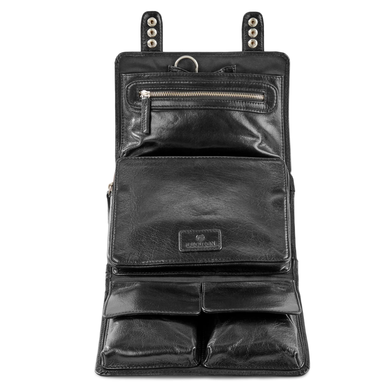 California | Black Hanging Toiletry Kit Leather Bag - Image 6