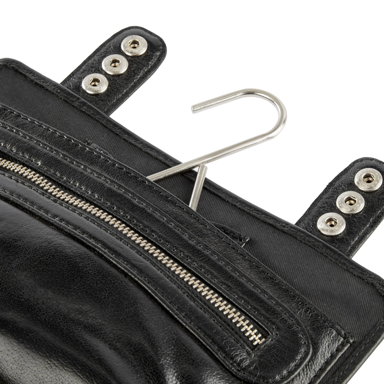 California | Black Hanging Toiletry Kit Leather Bag - Image 9