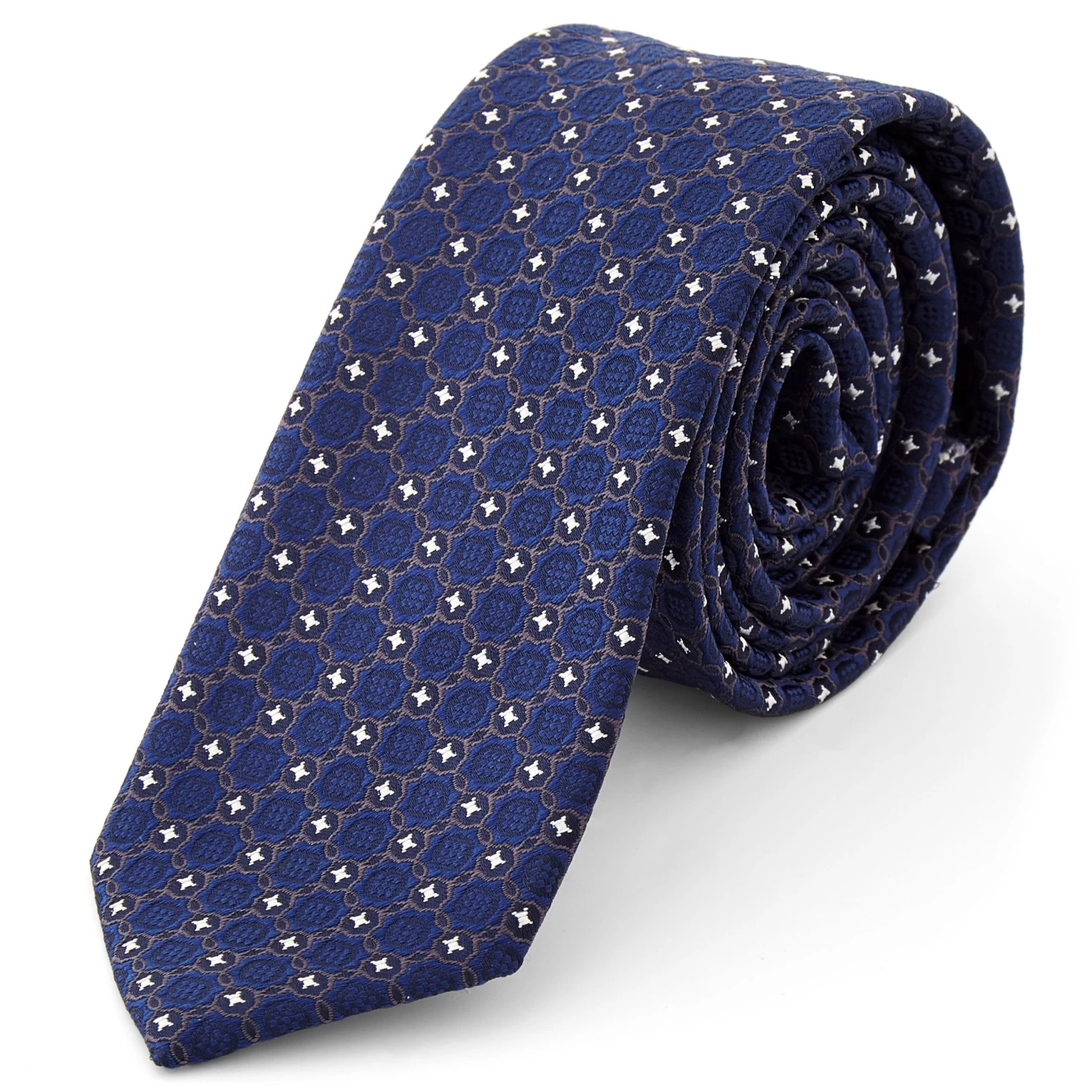 Blue, Black & White Tapestry Polyester Tie