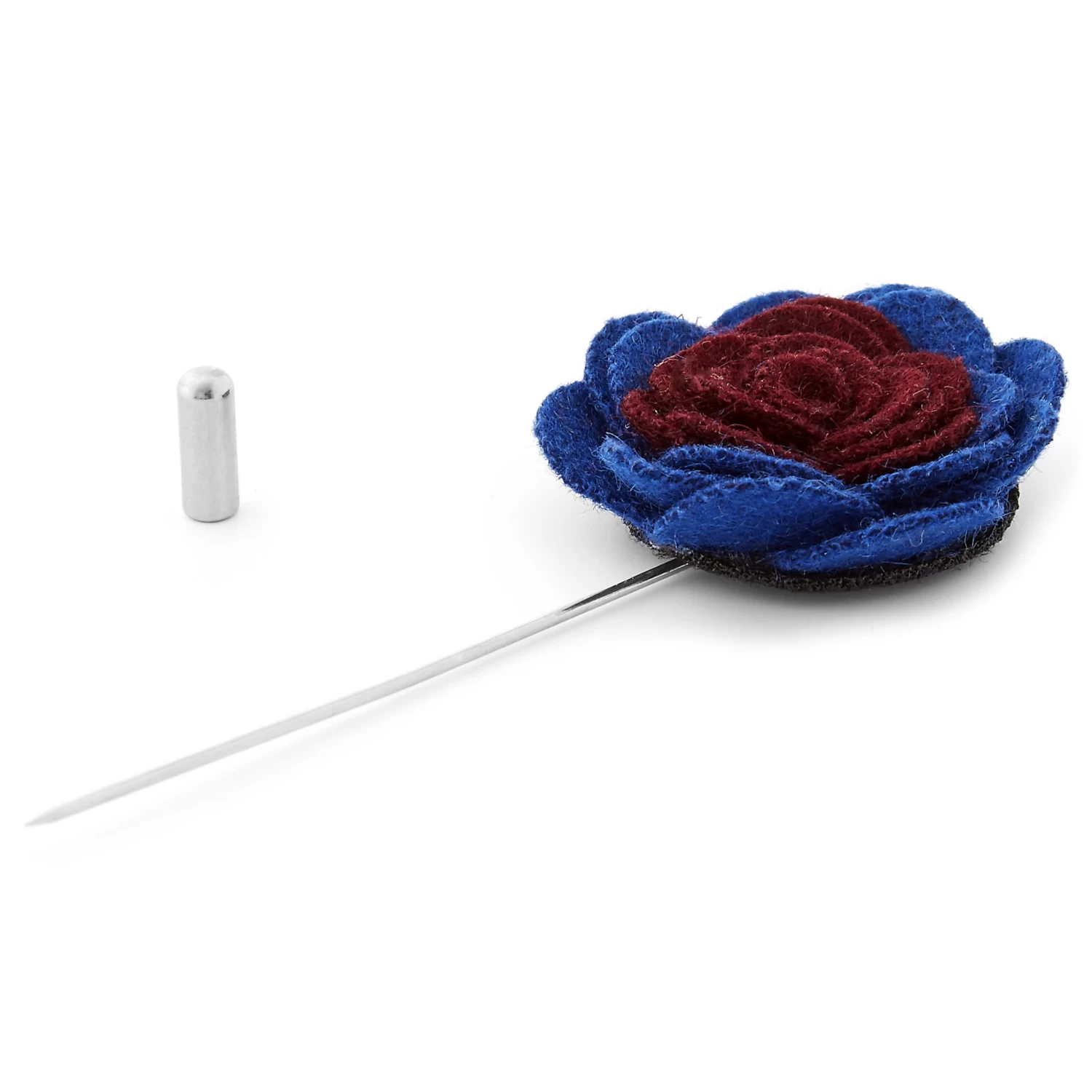 Royal Blue & Burgundy Flower Lapel Pin - Image 2