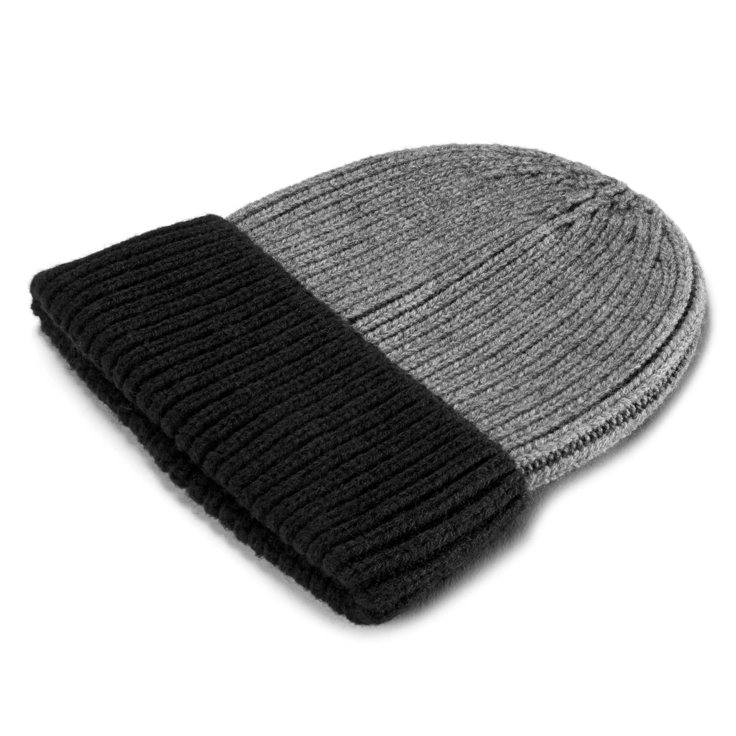 Montagna | Black & Camouflage Grey Chunky Knitted Rib Beanie - Image 7