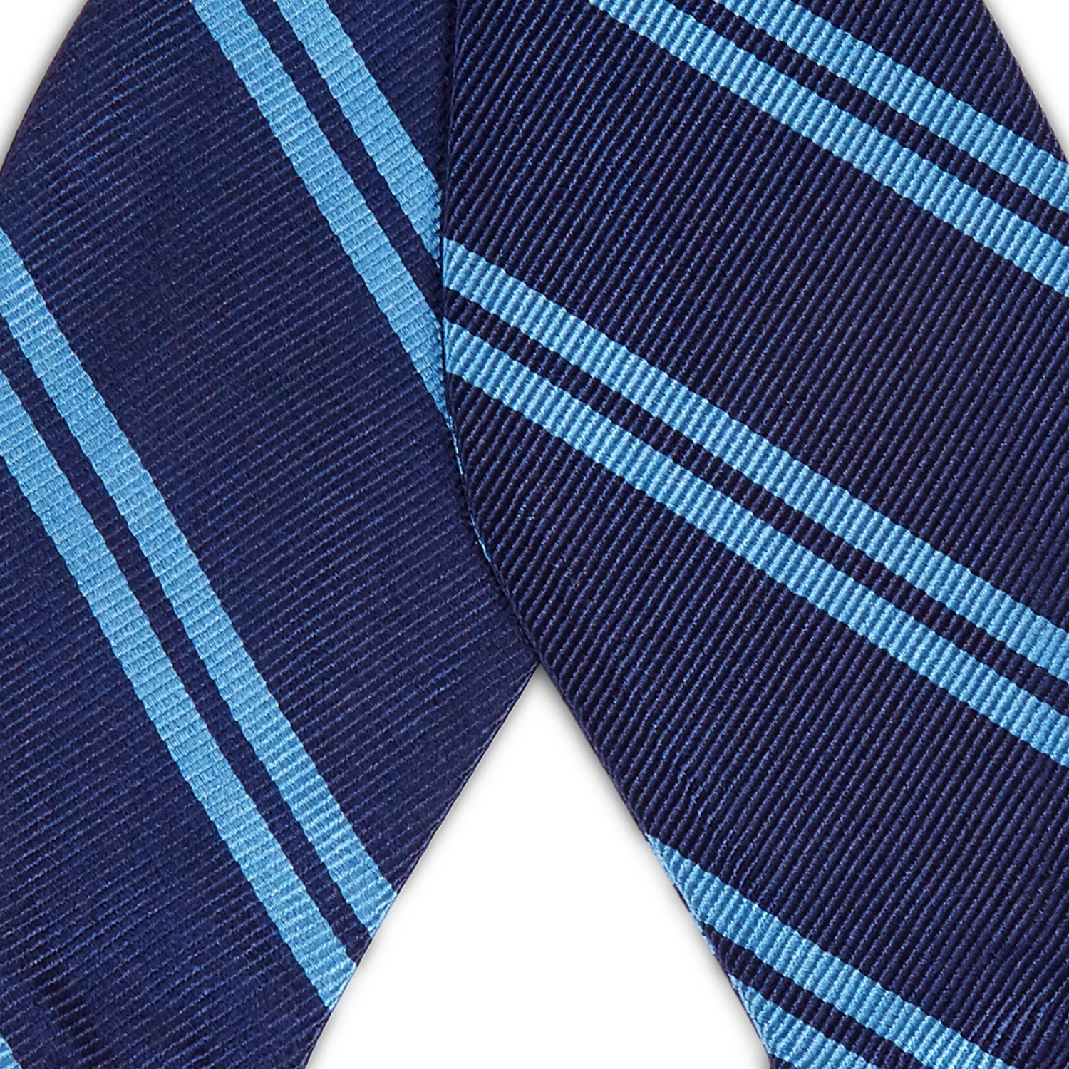 Navy Blue & Arctic Blue Stripe Silk Self-Tie Bow Tie - Image 2