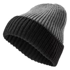Montagna | Black & Camouflage Grey Chunky Knitted Rib Beanie