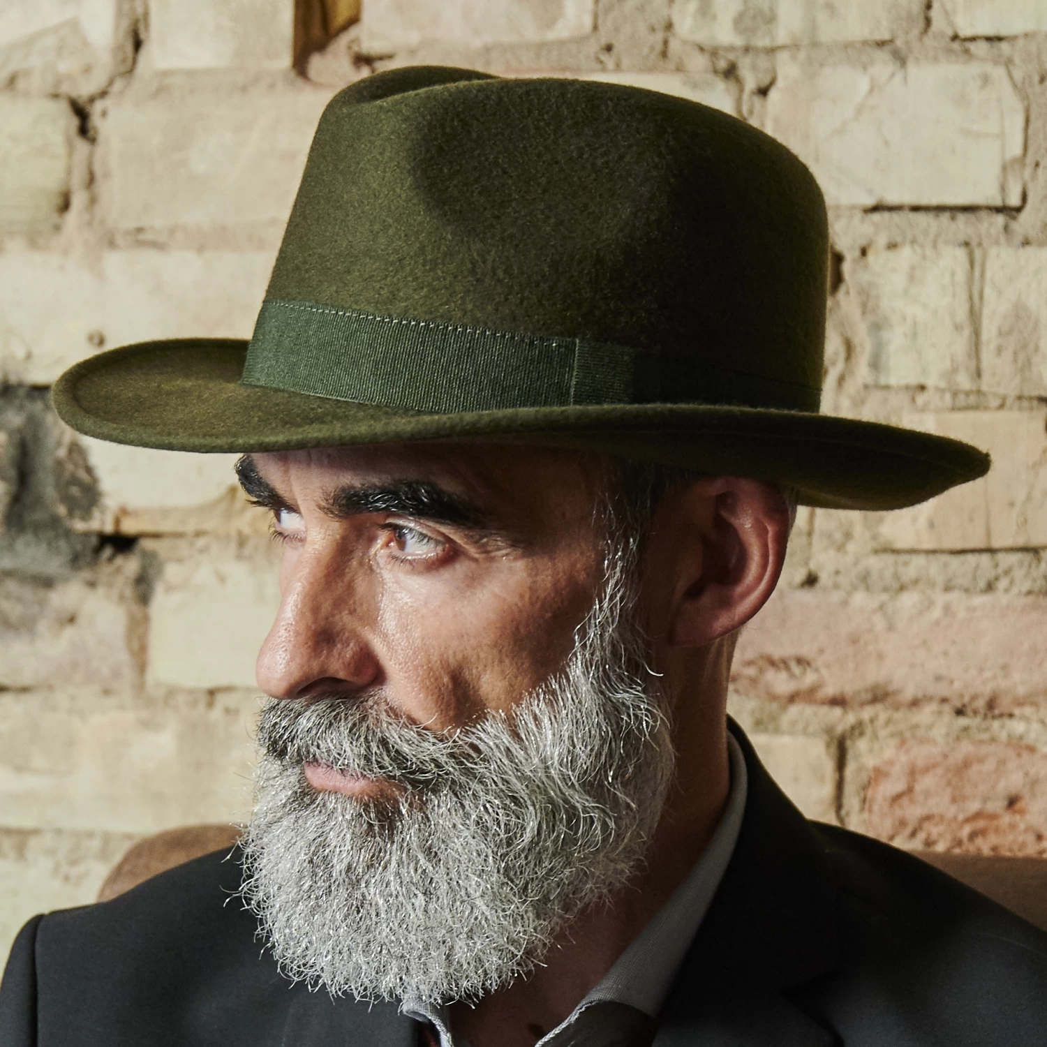 Fido | Olive Green Wool Fedora Hat With Band - Image 7