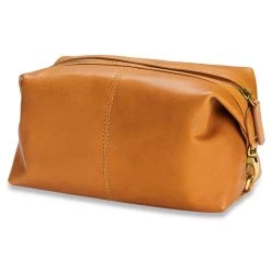 Toiletry Bag | Tan Full-Grain Buffalo Leather