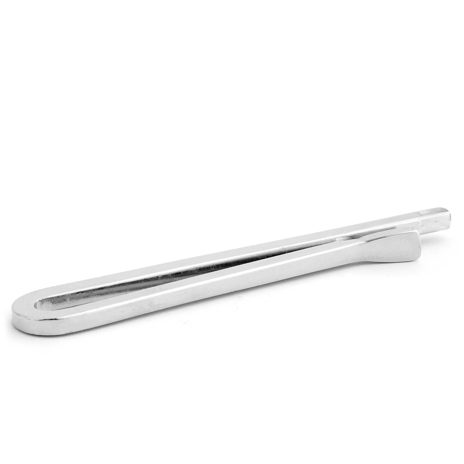 Sleek Silver-Tone Stainless Steel Tie Bar With Detail - Image 2