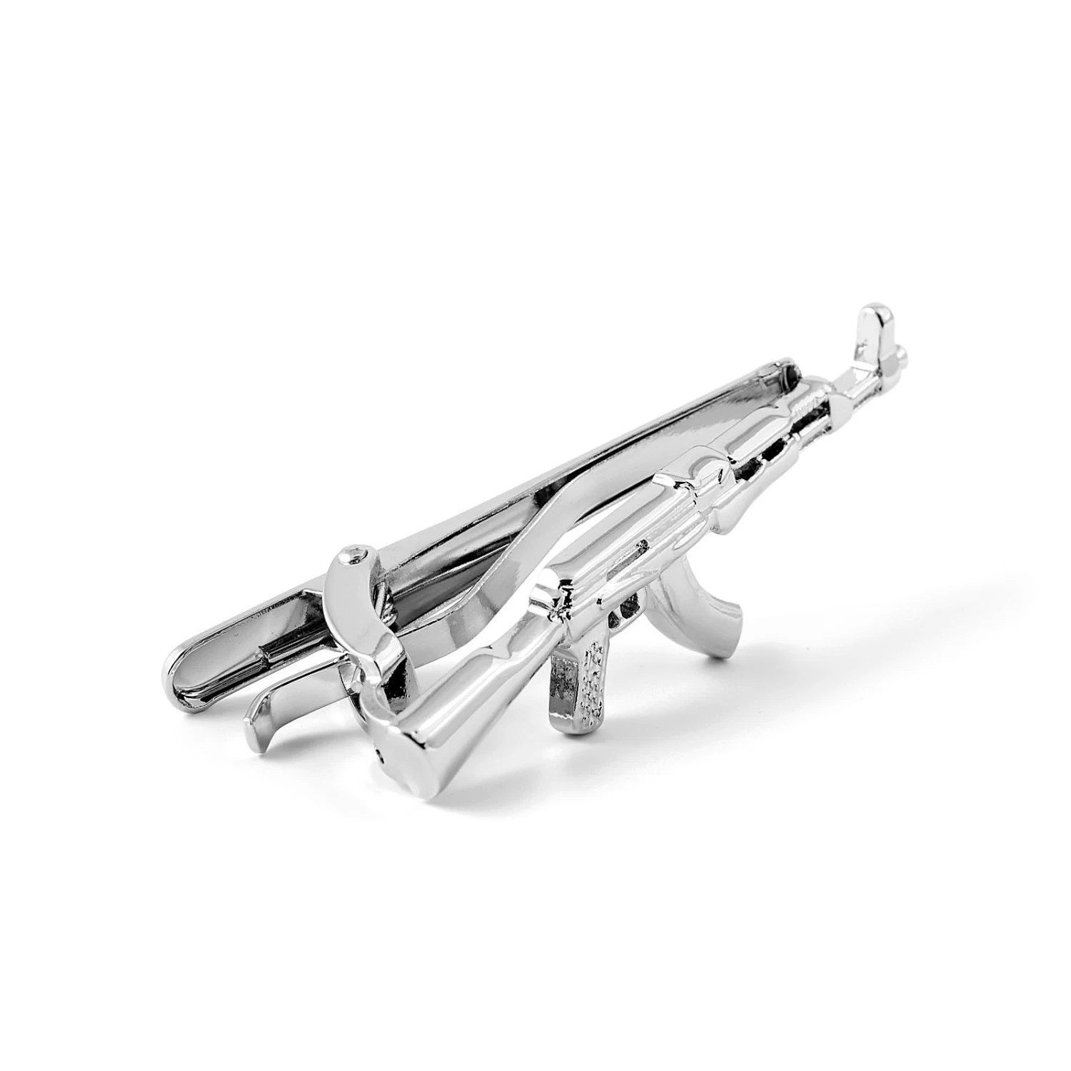 Silver-Tone AK47 Rifle Tie Clip - Image 3