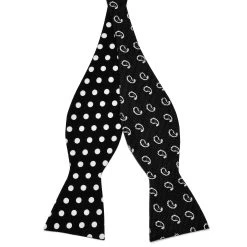 Black & White Dotted Reversible Cotton Self-Tie Bow Tie