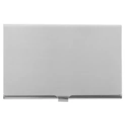 Slim Brushed Silver-Tone Stainless Steel Card Holder