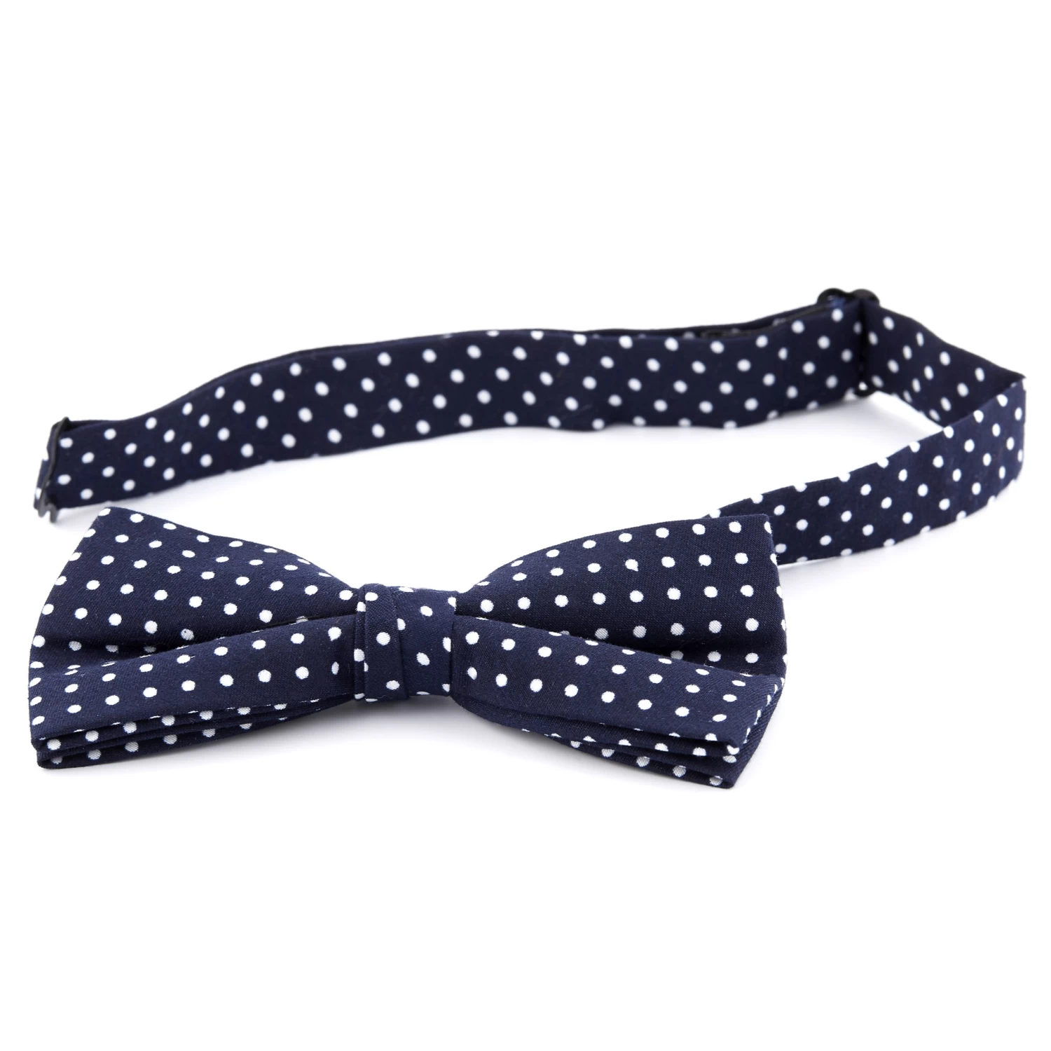 Navy Blue & White Polka Dots Pre-Tied Bow Tie - Image 2